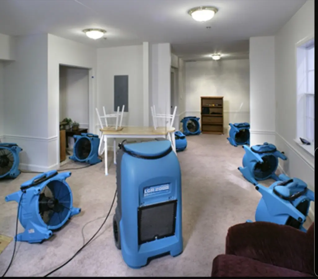 Air movers and dehumidifier setup for Water Extraction & Removal in Riverview